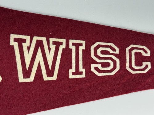 Vintage 1940’s 1950’s Wisconsin Badgers Pennant Football RARE 23” Red Flag LOGO - Picture 4 of 9