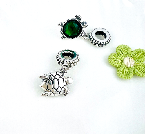 Sterling Silver 925 Charm Sea Turtle Animal Tortoise Dangle Pendant - Travel Mum - Picture 8 of 10
