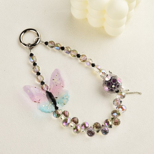 Cadena colgante código de anillo teléfono celular correa de muñeca clip mariposa lágrima cuentas - Imagen 6 de 9