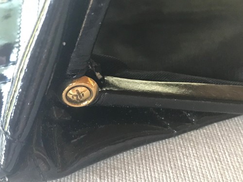 Dayton s Vintage Quilted Black Patent Leather Clutch Made in England - Picture 12 of 12