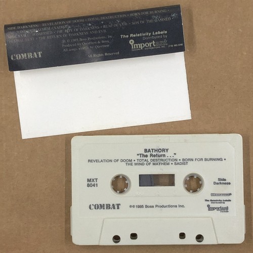 BATHORY Cassette Tape 80s Black Metal THE RETURN QUORTHON USA COMBAT RELEASE - Imagen 2 de 5
