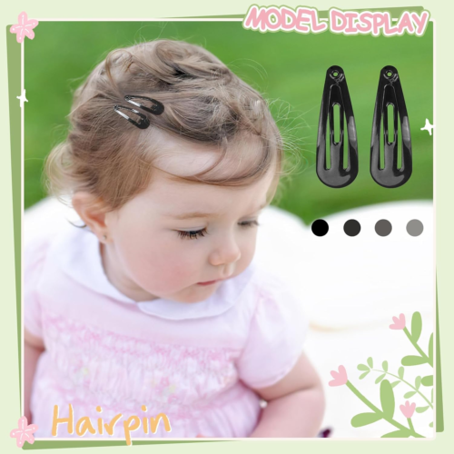 1Inch Black Snap Hair Clips, 60Pcs Small Hair Clips for Little Girls, Baby Infan - Picture 3 of 12