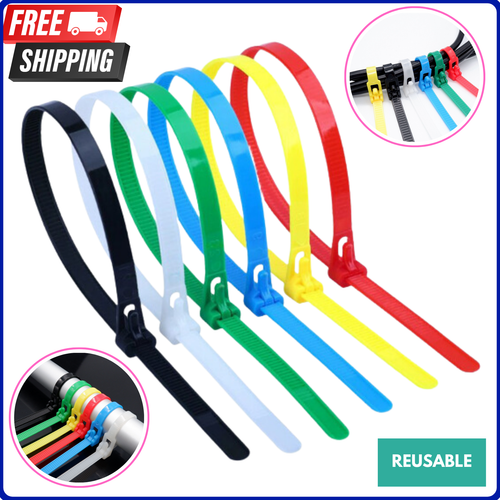 Cable Zip Ties Releasable Reusable Wrap Wire Removable Nylon Plastic Heavy Duty - Picture 2 of 14