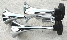 Compact Size Train Horn 3-Trumpet Little General Chrome 120+ Decibels GG#69988