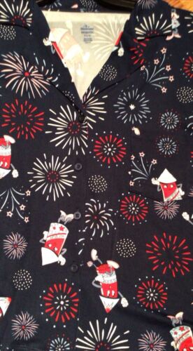 Way to Celebrate! Women's Patriotic Fireworks 2-Piece Shorty Pajamas Small - Picture 6 of 7