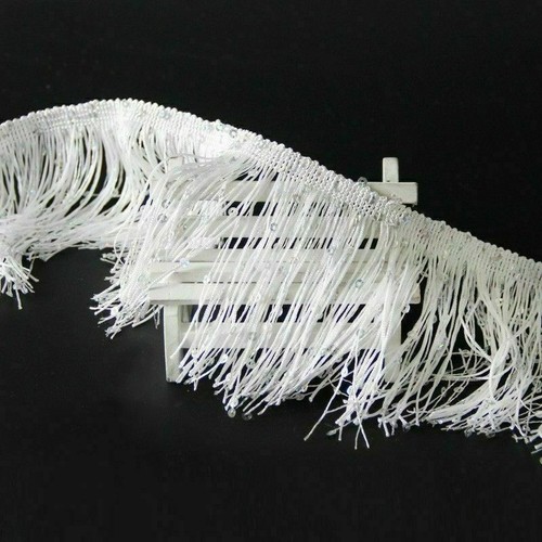 1M Sequin Tassel Fringe Trim 15cm Dance Costume Dress DIY Sewing Craft Black New - Picture 12 of 15