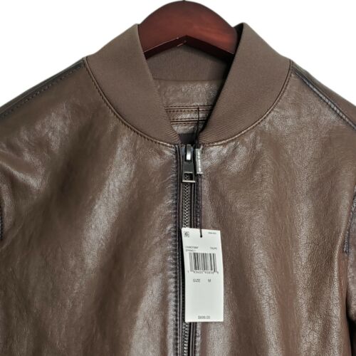 Michael Kors Men's Size M Lamb Leather Bomber Jacket In Natural CS08CFS88F Brown - Picture 5 of 7