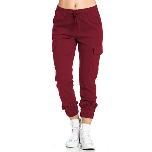 Plus Size Womens Elastic Waist Trousers Ladies Stretchy Cargo Combat Work Pants - Picture 8 of 22