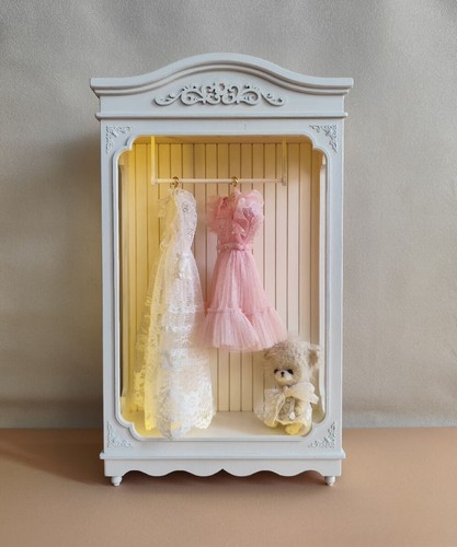 1:6 Scale Dolls House Miniatures Furniture Retro Wardrobe Cabinet Unfinished - Picture 4 of 11
