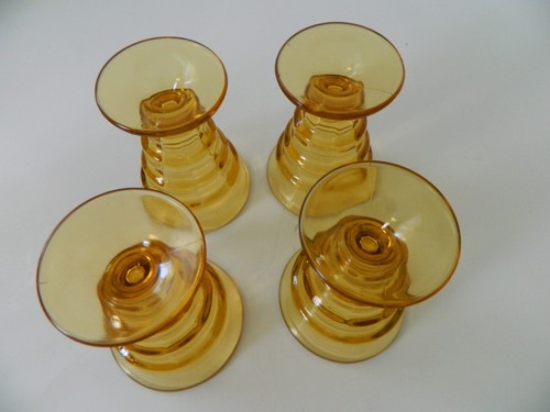 PADEN CITY #191 AMBER COCKTAIL GLASSES, PARTY LINE,SET OF 4, 3.5" TALL, 1950'S - Picture 7 of 7