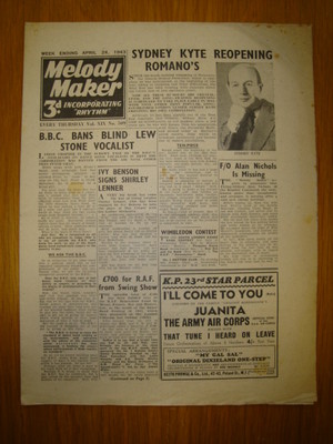 MELODY MAKER 1943 #509 JAZZ SWING MUSIC SYDNEY KYTE