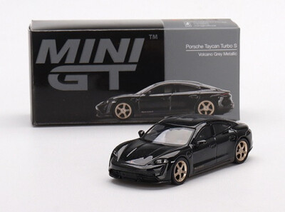 Mini GT Porsche Taycan Turbo S Grey 1:64 Scale 3 Inch