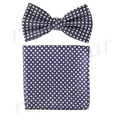 New Men's Pre-tied Bow tie  hankie purple plaids  checkers formal wedding prom