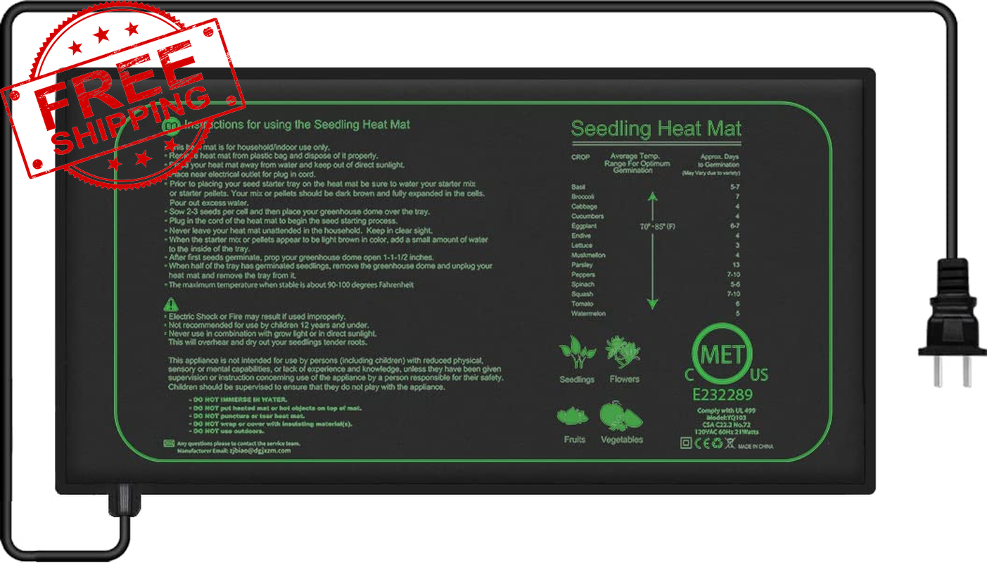 SEEDLING HEAT MAT for Seed Starting Waterproof Heating Pad Plants 2 Pcs