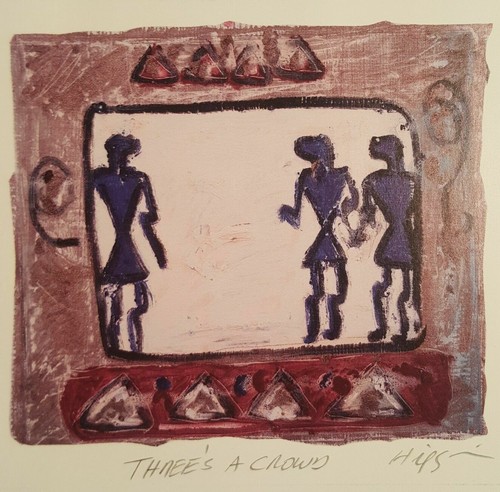 Fianchi Tre's A Folla Stile Petroglifo Persone Firmato Piccola Stampa 6 per 4 1/2 - Foto 1 di 5