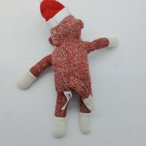 Galerie Sock Monkey Plush Red Santa Hat Stuffed Animal Holiday Toy Retro 10" - Picture 6 of 12