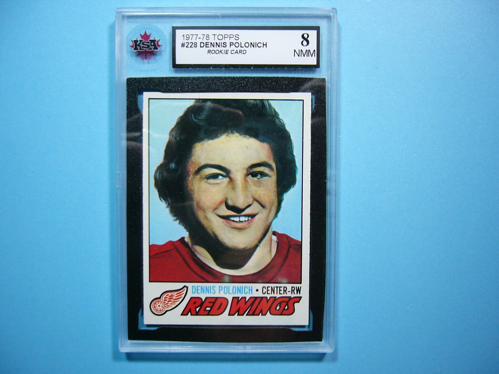 1977/78 TOPPS NHL HOCKEY CARD #228 DENNIS POLONICH ROOKIE RC KSA 8 NMMINT SHARP+