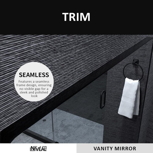 Niveal Bathroom Vanity Mirror 30" Framed Wall Floating Deluxe Glass Matte Black - Imagen 5 de 11