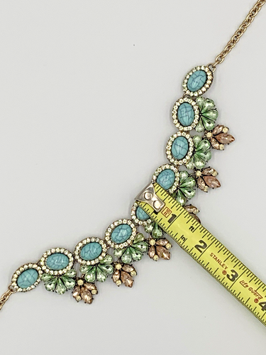 Vintage Citrine Aquamarine Turquoise Simulated Gemstone Rhinestone Necklace - Picture 6 of 6