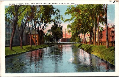  Canal Street, Hill and Bates Cotton Mills Lewiston ME Vintage Postcard W43