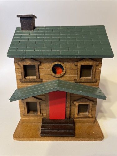 Holz Blockhaus Spieluhr INOP 1986 Roman Inc 5,75" hoch Weihnachtsdeko - Bild 1 von 8