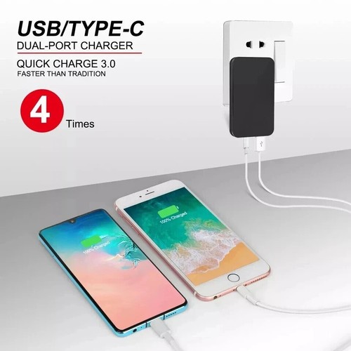 20W Ultra Slim Fast Charger Plug, USB C PD & USB-A QC, Folding pins, Dual Ports - Picture 4 of 11