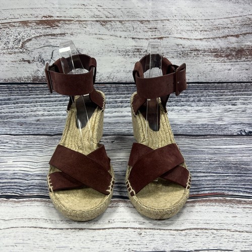 Vince Stefania Suede Nut Brown Espadrille Wedges, Women’s Size 9 - Picture 2 of 9