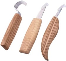 3Pcs Wood Carving Knife Cutter Whittling Hook Kit 155mm DIY Craft Hand Tools Set