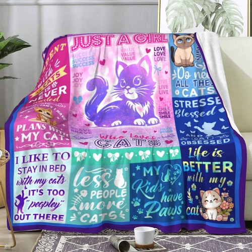 Cat Blanket Kitten Gifts for Cat Lovers GirlsCute Pet Cats Throw Blanket Funn... - Picture 2 of 7