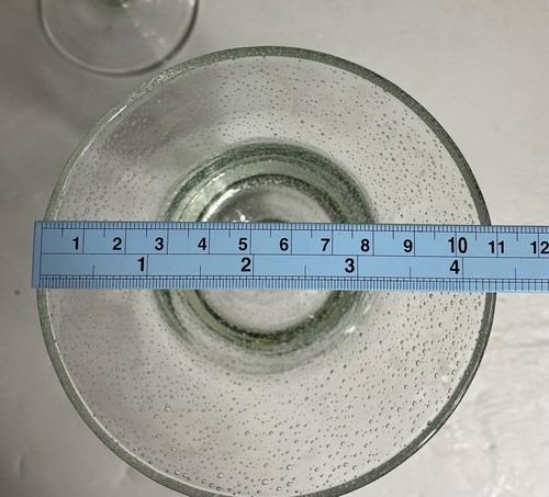Single Pottery Barn Goblet Wine Water Handblown Bubble GREEN Stem Glass 8.25” - Picture 3 of 6