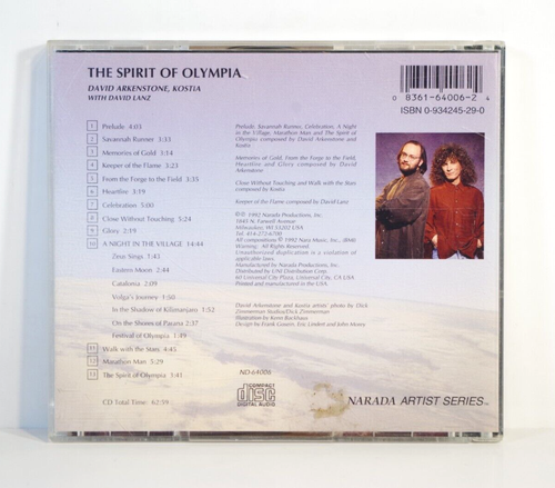 David Arkenstone & Kostia - The Spirit of Olympia (CD, 1992, Narada) VG+! - Picture 2 of 4