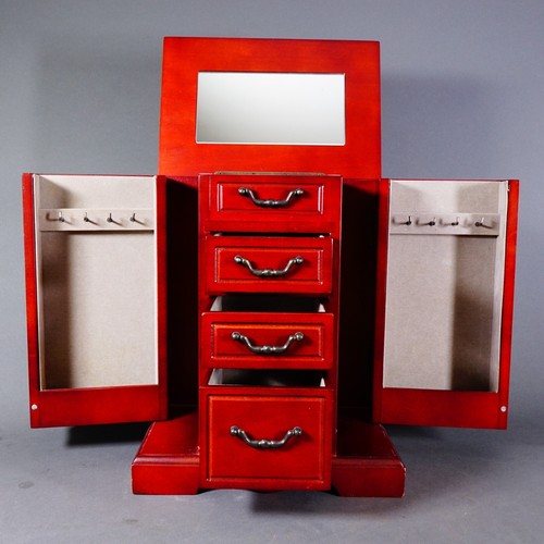 Croft and Barrow Cherry Wood Jewelry Box 4 drawer & Fold Out Side Panels - Picture 6 of 12