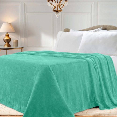 Solid Fleece Plush Medium Weight Fluffy Soft Blanket Or Sofa Bed Throw - Picture 100 of 114
