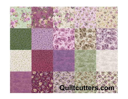 Merideth Purple Lavender Violet Plum Floral Shabby Rose Quilt Fabric 18763-6 - Picture 2 of 2