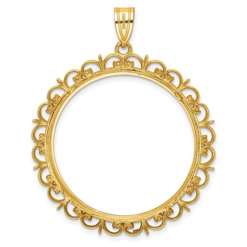 14k Gold D/C Ornate Border Prong Set Australia 1 oz Lunar Tiger Coin Bezel - Picture 3 of 6