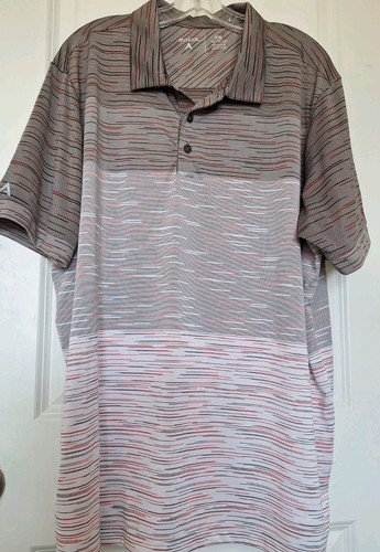 ANTIGUA SZ XXL Polo Golf Shirt Men's Brown, Red & White Horizontal Stripes
