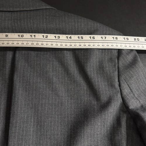 English Manor Men's Suit 44R Gray Stripe Wool Two-Piece Pants 36W Double Breast - Picture 12 of 13