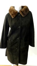 Boyds Of St Louis Womens Vintage 1950 Brown Leather Coat Mink Collar Size 10