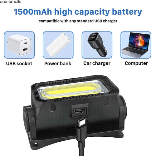 Headlamp COB LED Rechargeable Headlight Torch Work Light Bar Head Band USB NEW - Picture 11 of 17