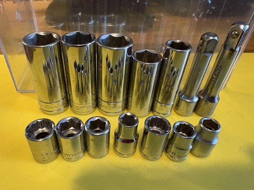 15 BRANDNAME/TAIWAN 3/8”DRIVE SOCKETS 9MM-18mm+RATCHET MADE USA/TAIWAN L38 - Picture 2 of 5