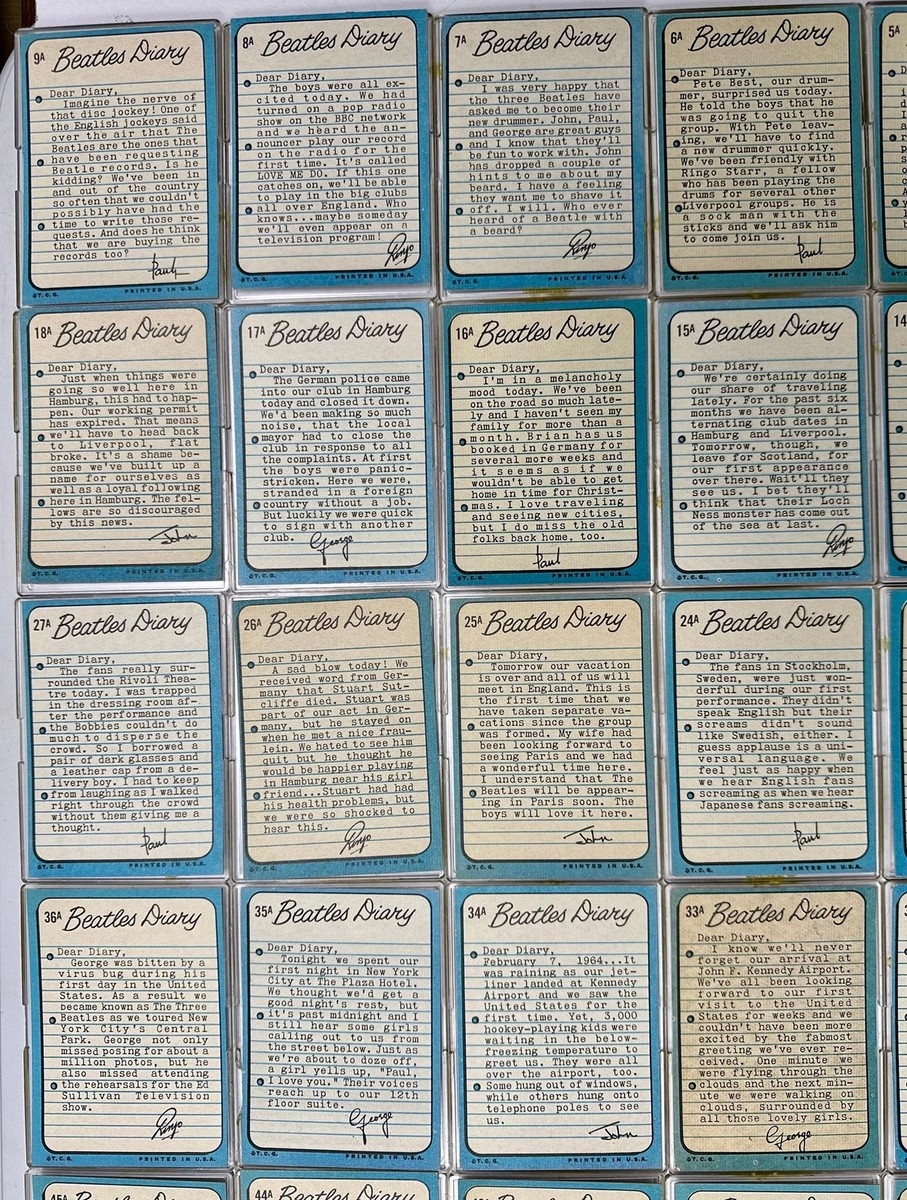 1964 Beatles Diary Complete Vintage Trading Card Set 60 cards #1A