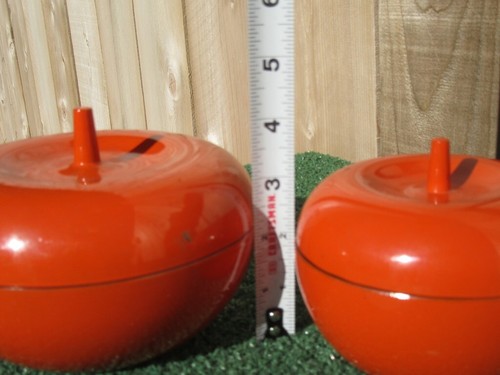 2er Set Laurids Lønborg Melamin Apfel Behälter Boxen MCM Space Age Orange - Bild 4 von 9