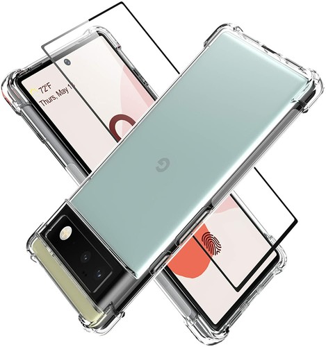 For Google Pixel 6a Case Clear Shockproof Cover & 2X Glass Screen Protector - Picture 2 of 12