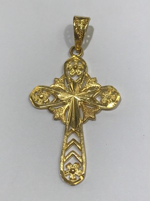 14k Yellow Gold Two-tone Cross Pendant 2.39g