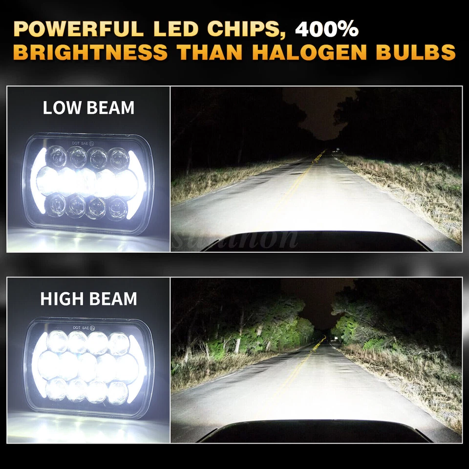 Самая яркая прямоугольная светодиодная фара 5x7 дюймов 7x6 дюймов дневные ходовые огни для пикапа Toyota - Изображение 4 из 4