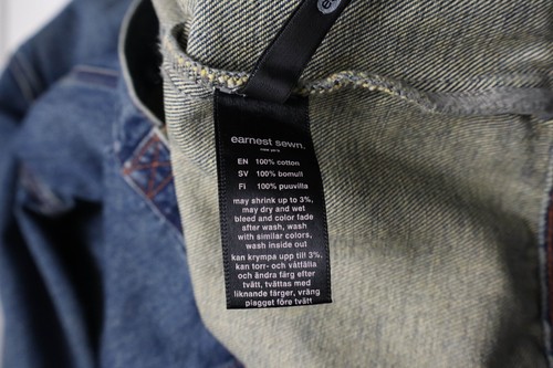 EARNEST SEWN William Jacket Men's MEDIUM Denim Distressed Button Up Pockets - Picture 8 of 8