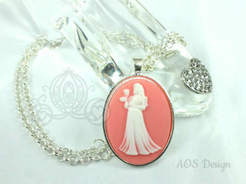 Sleeping Beauty Aurora Pendant Necklace, Pink Cameo Jewelry - Picture 7 of 18