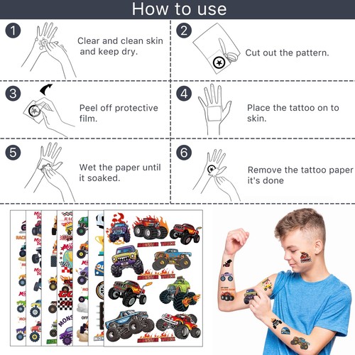 Monster Truck Temporary Tattoos for Kids - Pack of 196PCS Stickers for Monste... - Picture 5 of 7