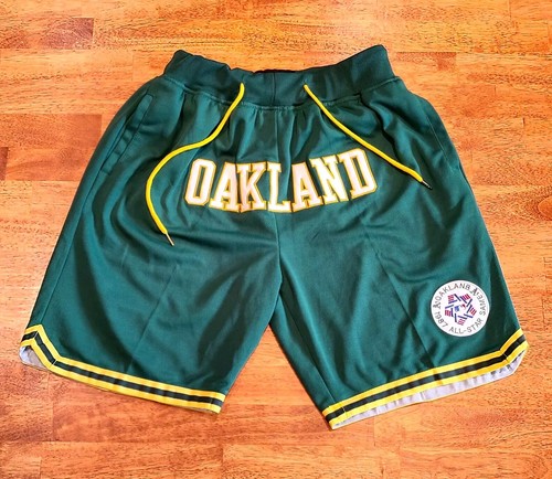 Just Don Oakland Athletics Shorts Baggy Drawstring Lined Men's Sz Large Green - Picture 2 of 13
