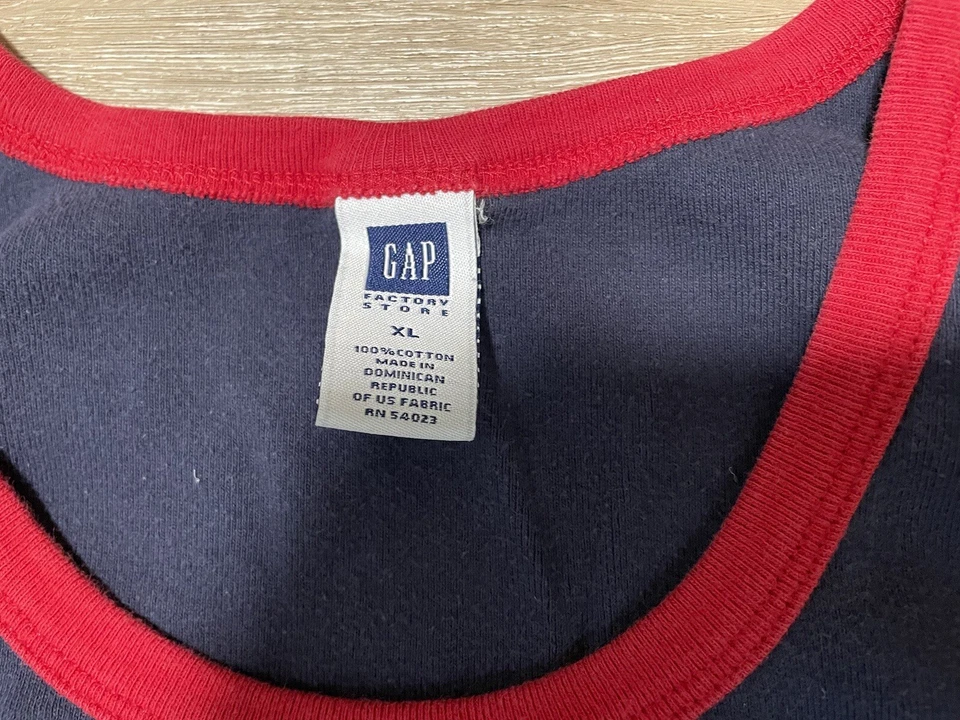 VTG GAP Y2K Red Navy Blue Crew Neck Tank Top Women’s Sz XL Sleeveless Shirt - Изображение 3 из 4